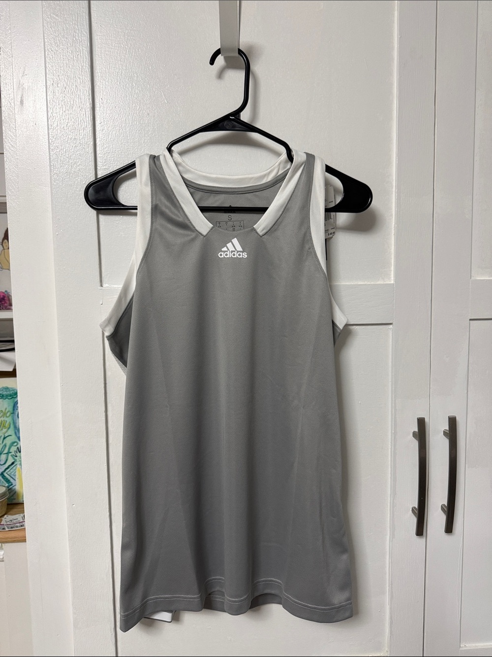 adidas Gray & White Racerback Performance Tank
